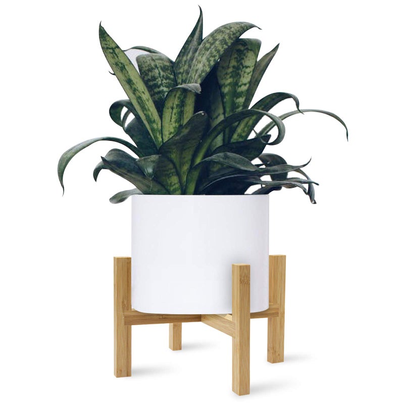 DAORFAA Bamboo Plant Stand, Flower Potted Holder, up to 8 Inch Pot - Nature, Mid Century Modern (Pot Not Included) - Image 1